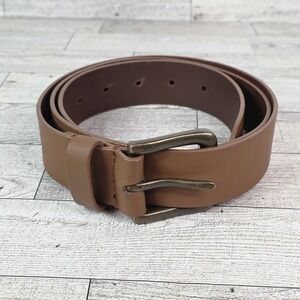 Men's Stone Mountain Genuine Leather Brown Belt Buckle size 38 45" Long